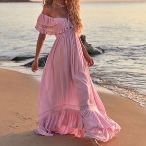 Coven & Co Night Swimming Dress Off-Shoulder Maxi Dress